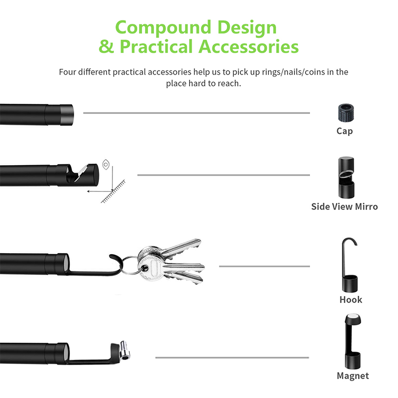 Bezprzewodowy endoskop 2.0 megapiksela HD WiFi boroskop wodoodporny wąż inspekcyjny Camerafor Android, iOS i Windows, iPhone, Samsung, tablet, Mac