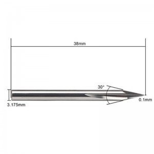 Grawerowanie bitów metalowych, z dokładnością do 30 stopni, z węglików spiekanych Twarde końcówki, z grawerowaniem CNC, z rowkami 2-ostrzowymi, 1/8 \"3,175 mm, trzpień 0,1 mm, znakowanie stożkowe, V-bit, do stalowego aluminium,...