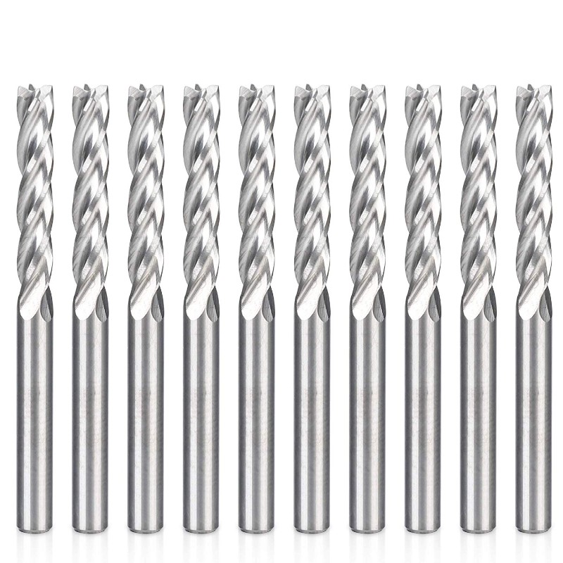 Frez CNC 1/8 Frezy 1 8 Chwyt 4-spiralny Upcut Frez Zestaw do cięcia drewna ze stali wolframowej 17mm CEL, 38,5 mm OAL do płyty akrylowej MDF Płyta gęstości PVC Sklejka liściasta