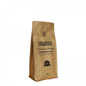 Prosta torebka z kawą Kraft Quad Seal Box Dolne opakowanie