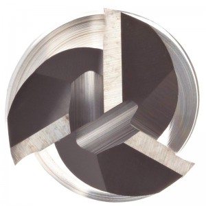 Frez z węglików spiekanych, calowy, niepowlekane (jasne) wykończenie, obróbka zgrubna i wykańczająca, spirala 30 stopni, 3 rowki, długość całkowita 3 \