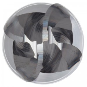 Frez z końcówką kulkową z węglików spiekanych, bardzo długi zasięg, niepowlekane (jasne) wykończenie, śruba 30 stopni, 4 rowki, długość całkowita 3 \