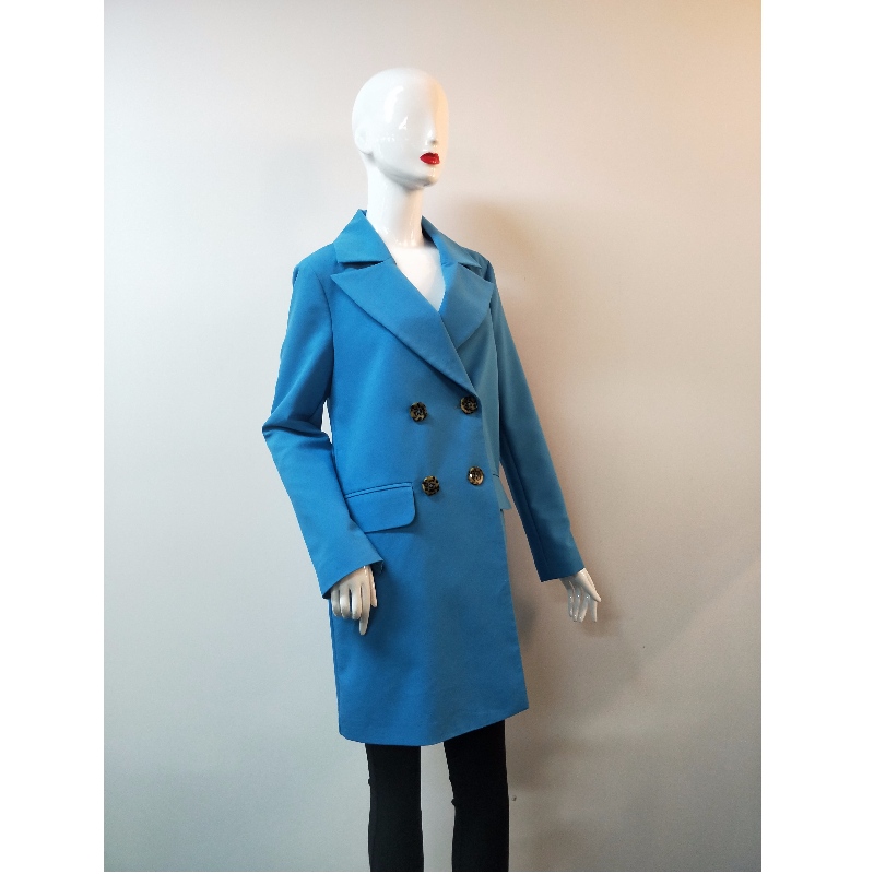 NIEBIESKA KURTKA TRENCH DAMSKA RLWJ0014