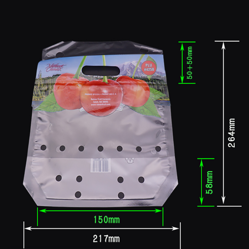 Ekologiczna torba z tworzywa sztucznego z nadrukiem z winogron z otworami wentylacyjnymi
