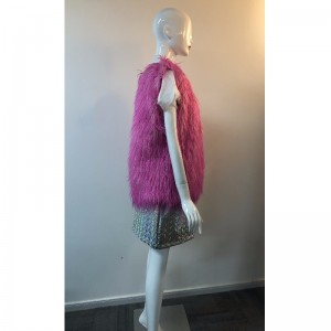 MAGENTA SHAGGY GILET DAMSKI RLWF0023