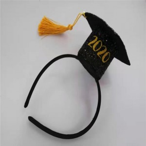 Czarno-biała czapka Graduation z chwostem Brokat na imprezę