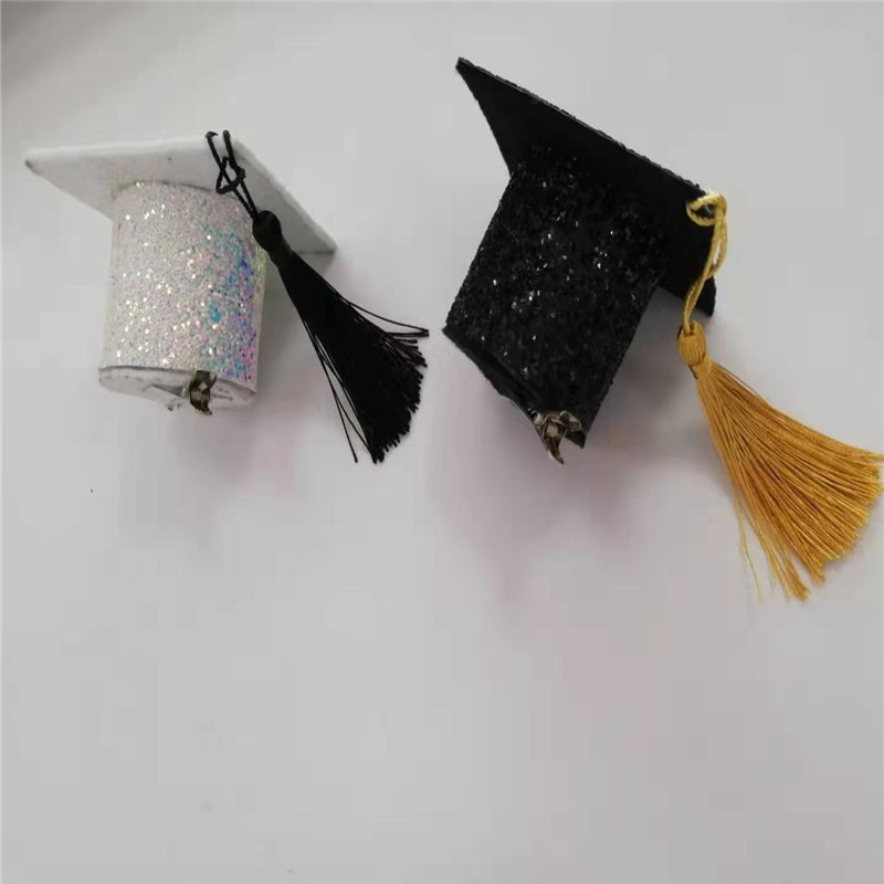 Biała czapka z różowym kolorem Glitter Graduation Party Hat