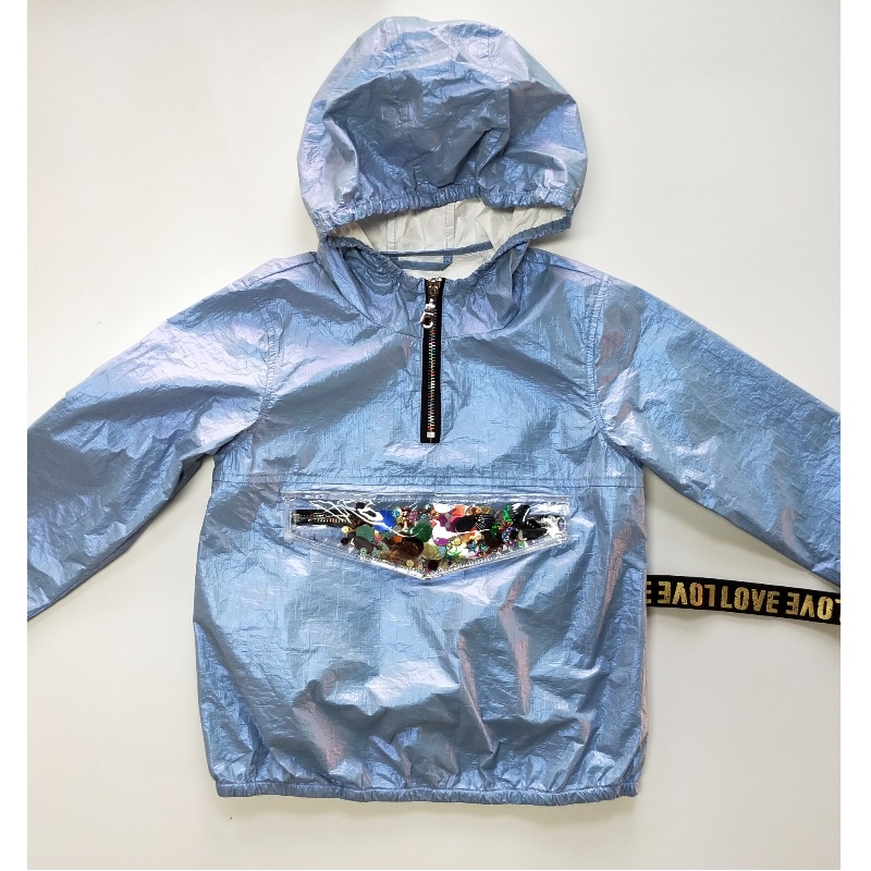 BLUE HOODED WINDERBREAKER DLA DZIECI RLCJ0002N