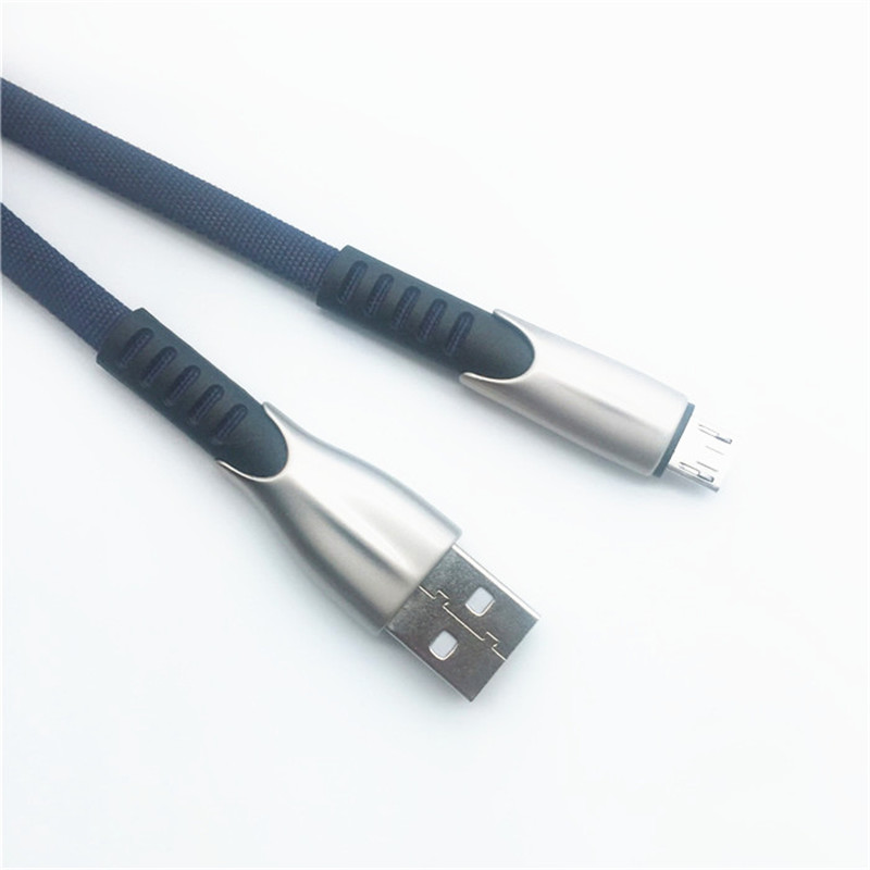KPS-1001CB Micro Niestandardowy przenośny 1m 2A stop cynku Kabel do tkania micro USB