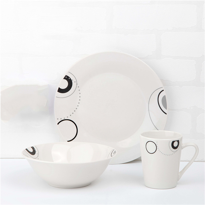 ceramiczna zastawa stołowa - 12 szt. porcelanowy zestaw obiadowy z wyciętą naklejką