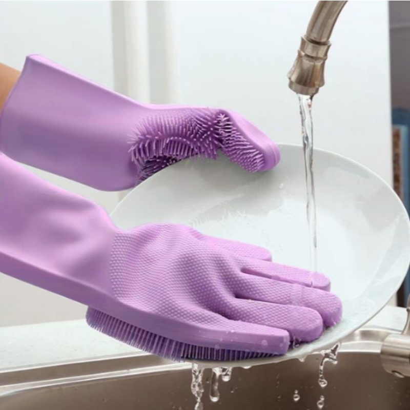 Silikonowe rękawice do mycia naczyń, izolacja cieplna, antypoślizgowa i odporna na ścieranie silikonowa szczotka do czyszczenia kuchni