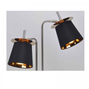 Lampa stołowa z abażurem z tkaniny i arkuszem dekoracyjnym