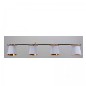 lampa wisząca z abażurem z tkaniny, biały klosz wewnątrz złota