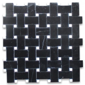 Nero marquina 1x3 mozaika w jodełkę polerowana