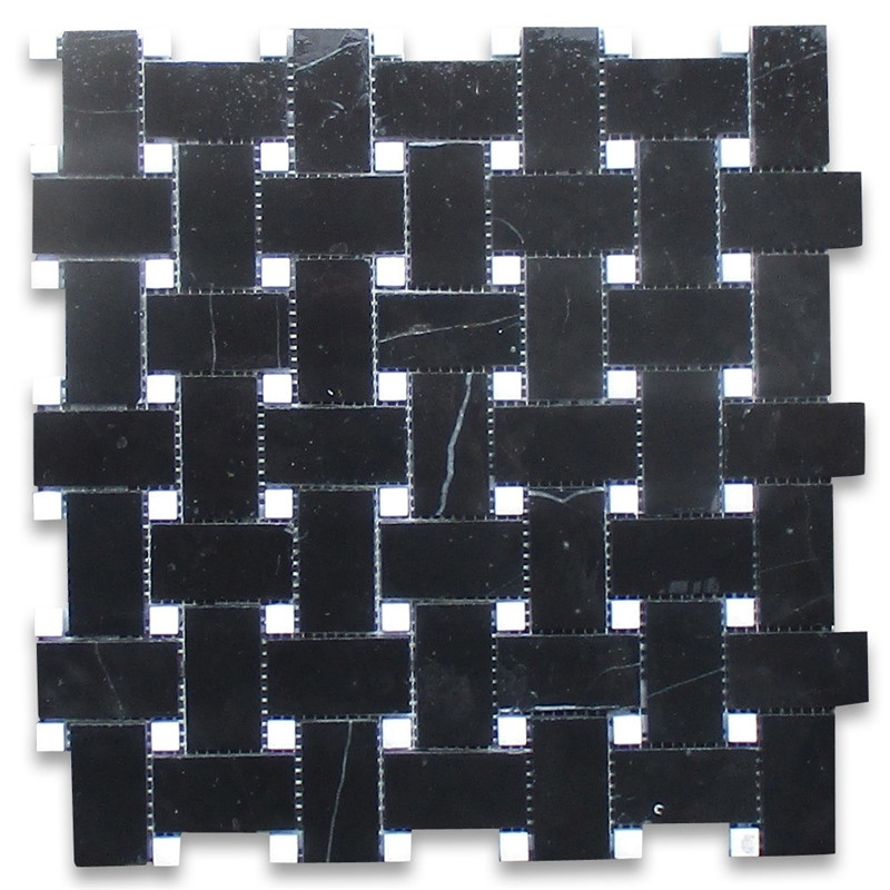 Nero marquina 1x3 mozaika w jodełkę polerowana