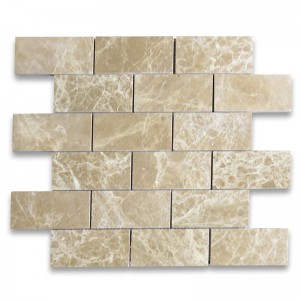 Emperador Light 2x4 Grand Brick Subway Mozaika kafelkowa polerowana