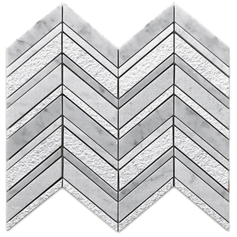 Płytka mozaikowa Bianco carrara szlifowana na biało 3/4 rundy