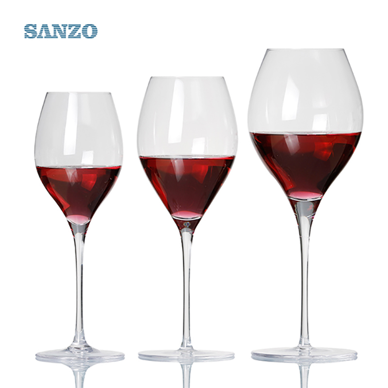 SANZO Black Stem Lismore Balloon Kieliszek do wina Ręcznie robione bezołowiowe kryształowe szklane grawerowane grube szklanki
