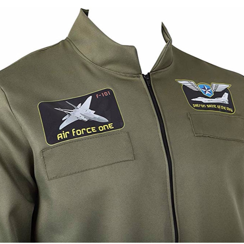 Męskie kostiumy pilotażowe Air Force Fighter Pilot kombinezon dla dorosłych z haftowanymi naszywkami i kieszeniami