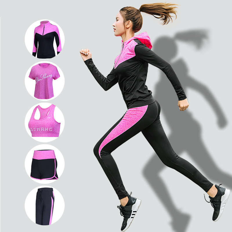 FDMF008 - damskie stroje sportowe 5 szt. Fitness Joga do biegania w dresach sportowych