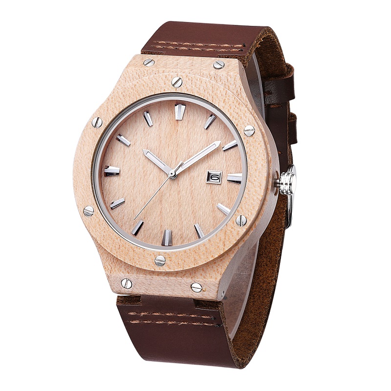 Zegarek z drewna natury Człowiek Kwarcowy analogowy skórzany pasek Moda Nowatorski zegarek Zebra Męski nowoczesny chłodny zegar