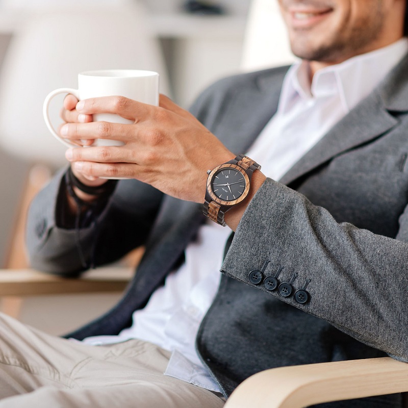 Drewniane zegarki Czarne sandały Drewniane męskie prezent Vintage 2019 Modele Niestandardowe logo