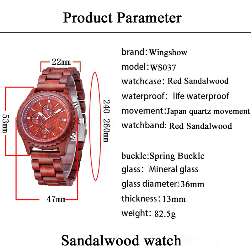 Drewniany zegarek na męską pamiątkę Unikalny zegarek kwarcowy