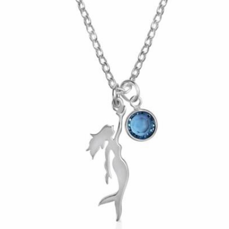 Mermaid gemstone wisiorek ocean niebieski naszyjnik srebro próby 925