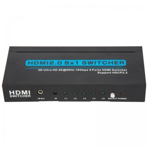 Obsługa przełącznika V2.0 HDMI 5x1 3D Ultra HD 4Kx2K @ 60Hz HDCP2.2