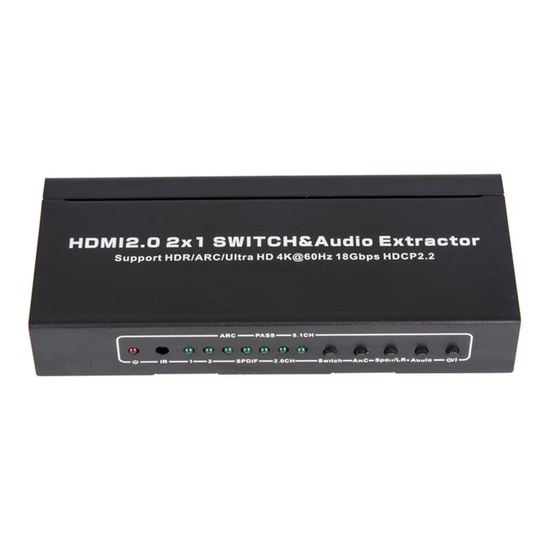 Obsługa przełączników i ekstraktorów audio V2.0 HDMI 2x1 ARC Ultra HD 4Kx2K @ 60Hz HDCP2.2 18 Gb / s