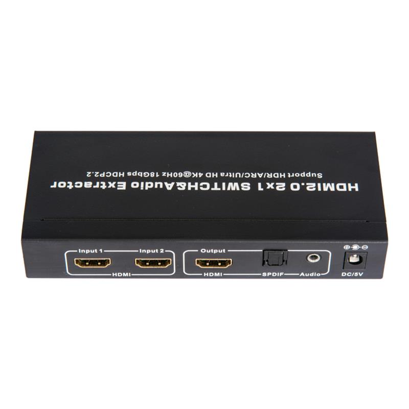 Obsługa przełączników i ekstraktorów audio V2.0 HDMI 2x1 ARC Ultra HD 4Kx2K @ 60Hz HDCP2.2 18 Gb / s