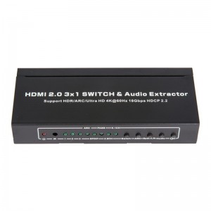 Obsługa przełączników i ekstraktorów audio V2.0 HDMI 3x1 ARC Ultra HD 4Kx2K @ 60Hz HDCP2.2 18 Gb \/ s