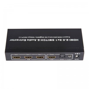 Obsługa przełączników i ekstraktorów audio V2.0 HDMI 3x1 ARC Ultra HD 4Kx2K @ 60Hz HDCP2.2 18 Gb \/ s