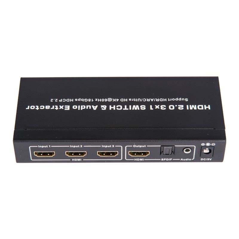 Obsługa przełączników i ekstraktorów audio V2.0 HDMI 3x1 ARC Ultra HD 4Kx2K @ 60Hz HDCP2.2 18 Gb / s