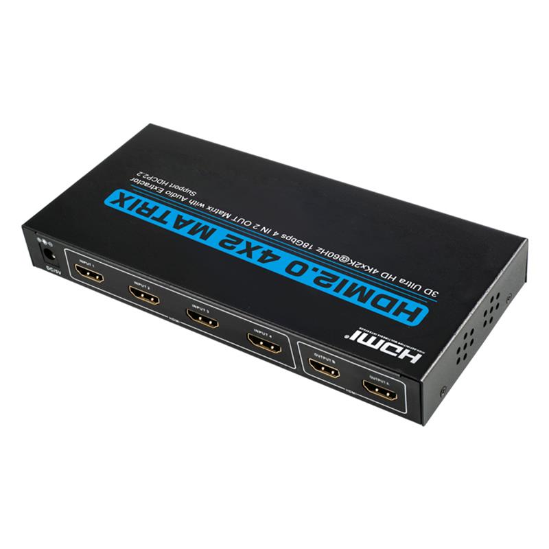 Obsługa matrycy V2.0 HDMI 4x2 Ultra HD 4Kx2K @ 60Hz HDCP2.2 18 Gb / s Z ekstraktorem audio