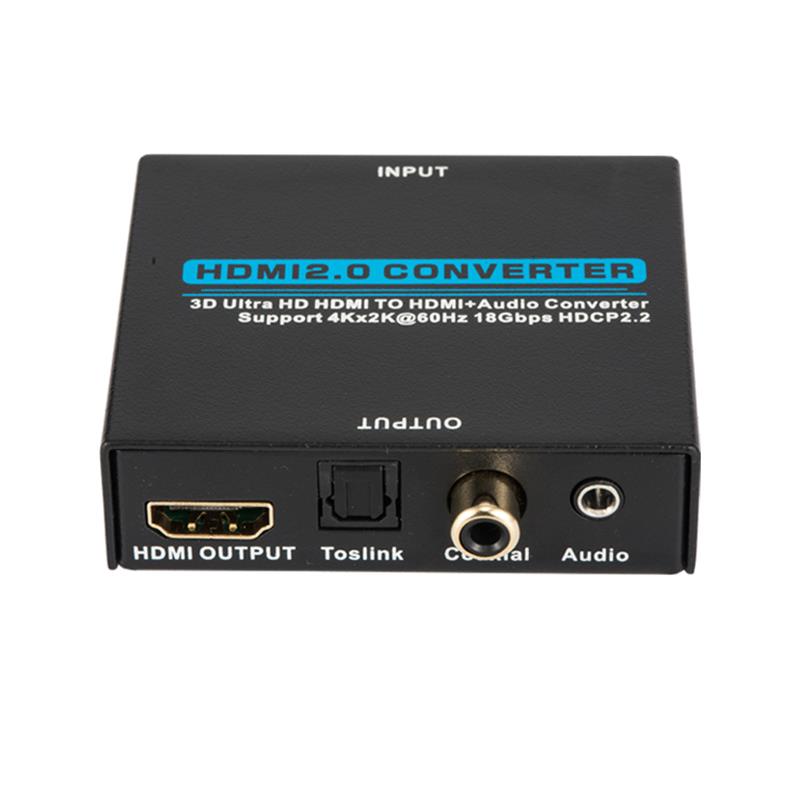 V2.0 HDMI Audio Extractor Konwerter HDMI na HDMI + Audio Obsługa 3D Ultra HD 4Kx2K @ 60Hz HDCP 2.2 18 Gb / s