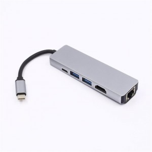 5 w 1 USB typu C na HDMI + LAN (1000M) + adapter USB 3.0x2 + typu C.