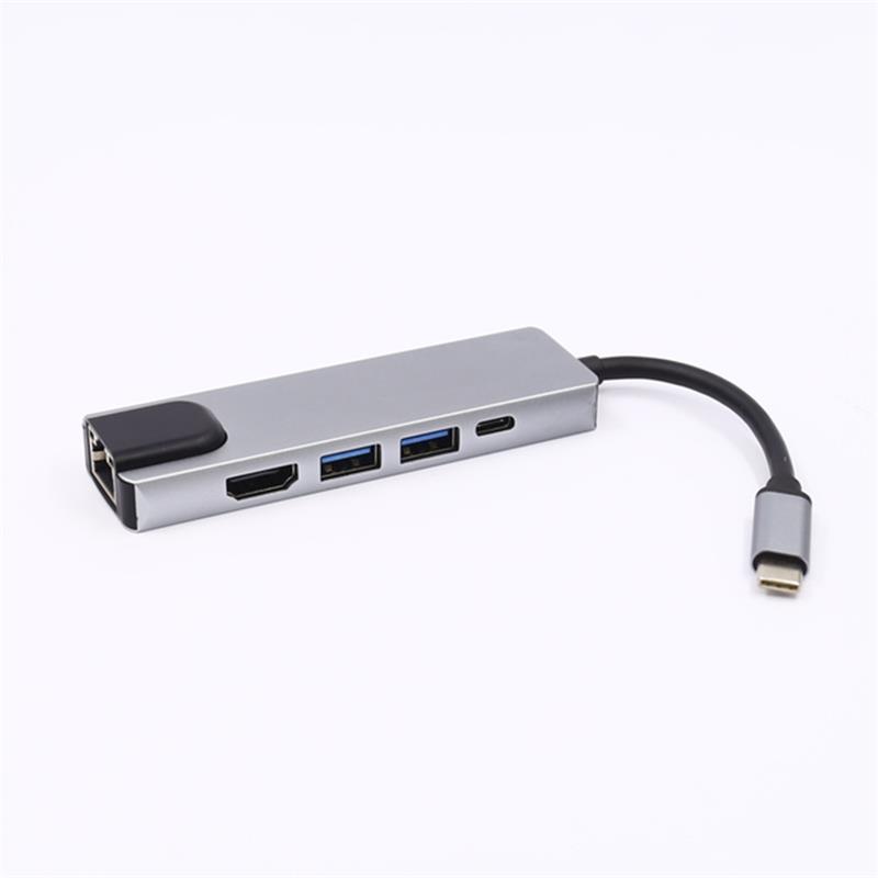 5 w 1 USB typu C na HDMI + LAN (1000M) + adapter USB 3.0x2 + typu C.