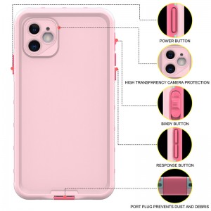 wodoodporna obudowa telefonu komórkowego wodoodporna aphone case najlepszy wodoodporny przypadek dla iphone 11 (różowy) z solidnym kolorem pokrycia pleców