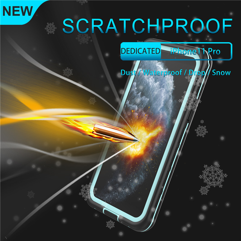 Wodoodporna komórka najlepiej iPhone 11 pro wodoodporny wodoodporny wodoodporny iPhone 11 pro (niebieski) z przezroczystą tylną obudową