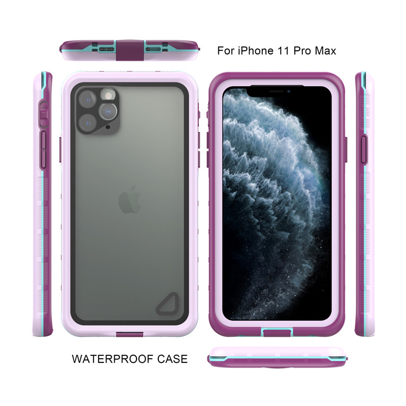 Wodoodporny telefon kieszeń najlepszy tani wodoodporny iphone 11 pro max futerał nieśmiertelny wodoodporny iphone case (fioletowy) z przezroczystym oparciem