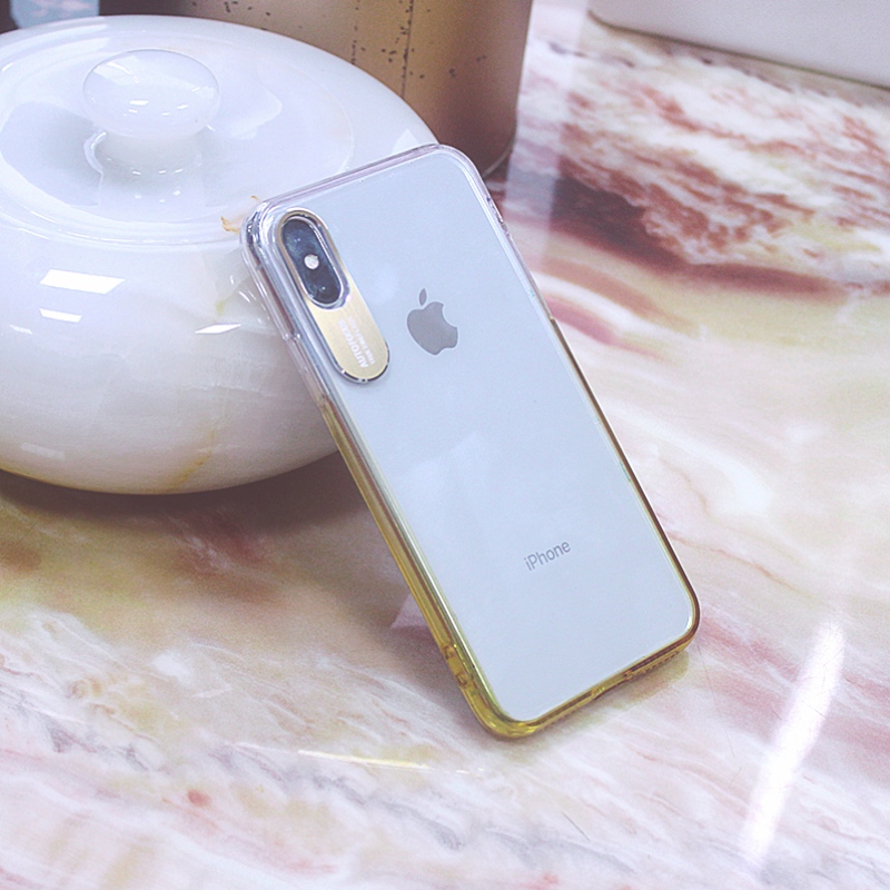 Stopniowo zmieniająca kolor obudowa telefonu komórkowego iPhone X / XS z metalową osłoną aparatu