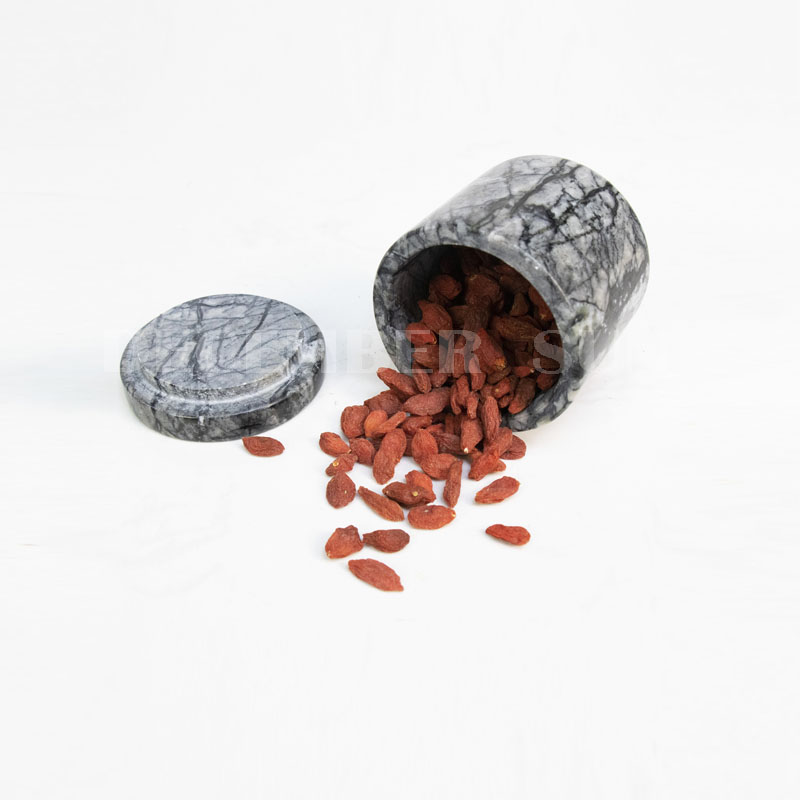 Marmurowy słoik z pokrywką domowego sprzętu kuchennego