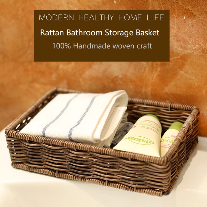 Wodoodporny rattanowy kosz do przechowywania w łazience