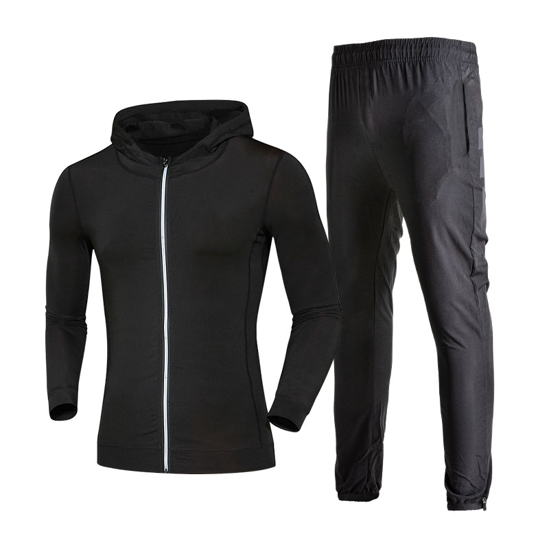 FDM022-Men's Sports Running Set Outwear Hoodie+ Pants