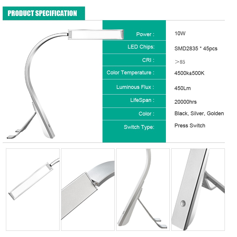 525 Touch LED Bedside Tablic Light Desk Reading Lampa komputerowa Elastyczna Oświetlenie Gooseneck