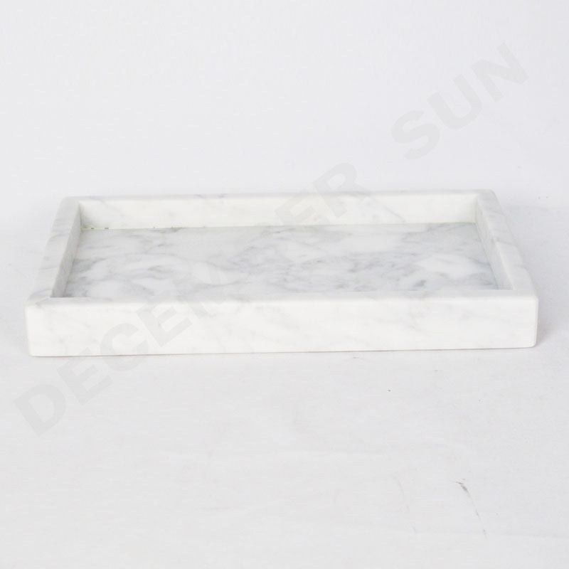 Ręcznie robiony zestaw tac z białego marmuru