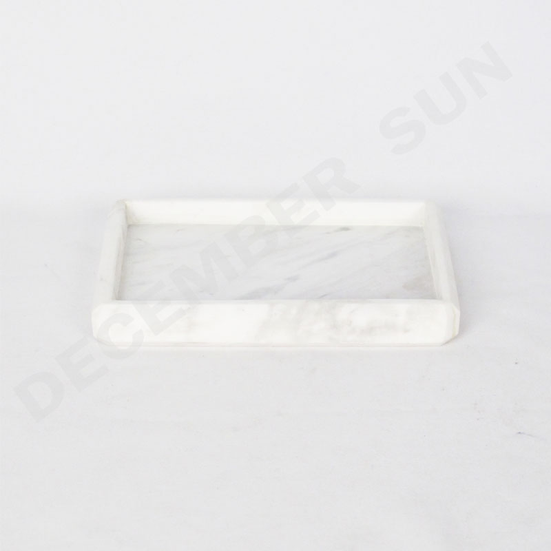 Ręcznie robiony zestaw tac z białego marmuru