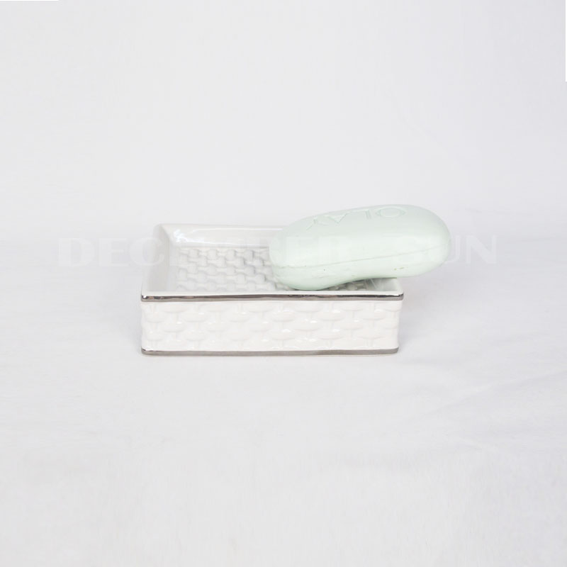 2020 Najlepsza cena akcesoria łazienkowe z białej porcelany do tkania bambusa