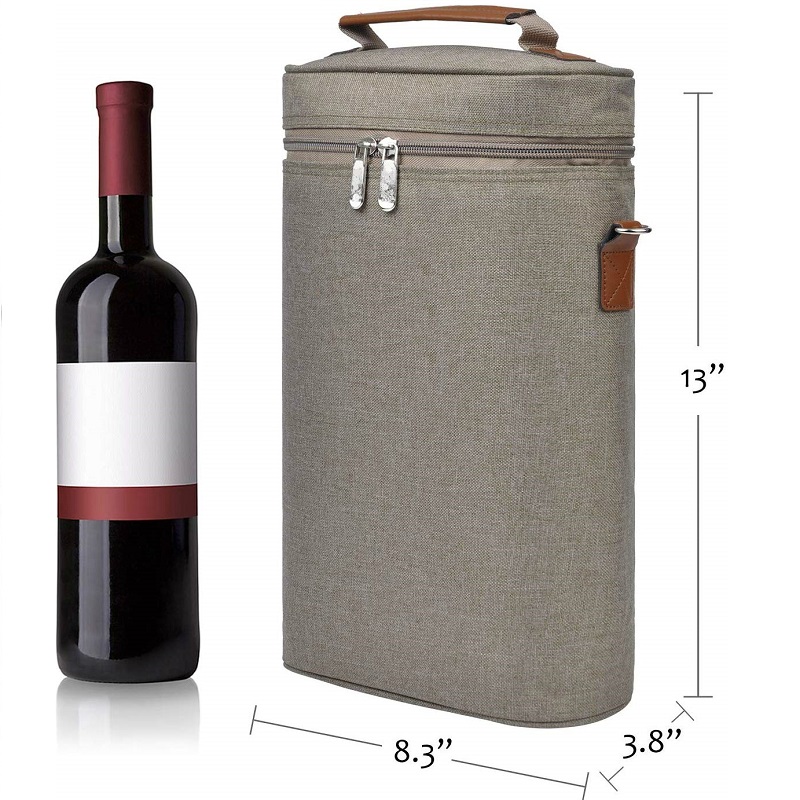 SGC32 Niestandardowa izolowana torebka na wino Torba piknikowa na zakupy Hurtowa Wyściełana rączka Torba na wino 2 butelki z regulowanym paskiem na ramię